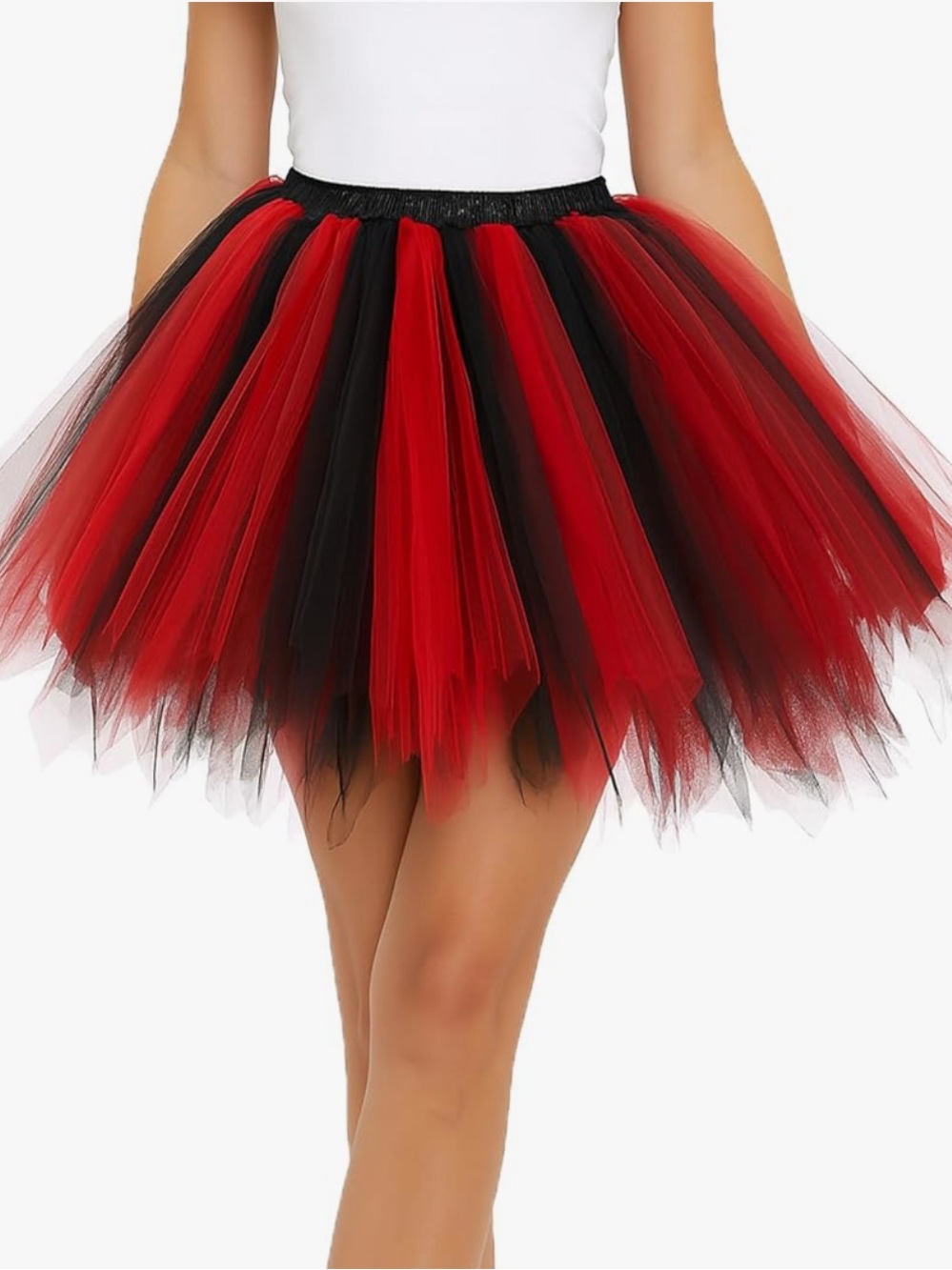 Red & Black Tulle Tutu Skirt - Women's Short Ballet Petticoat
